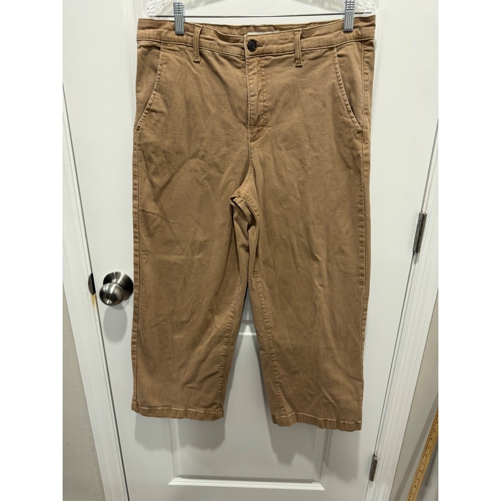 Ella Moss Womens Wide Leg Cropped Pants Stretch Brown 12